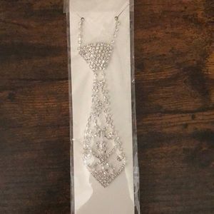 Necktie rhinestone necklace